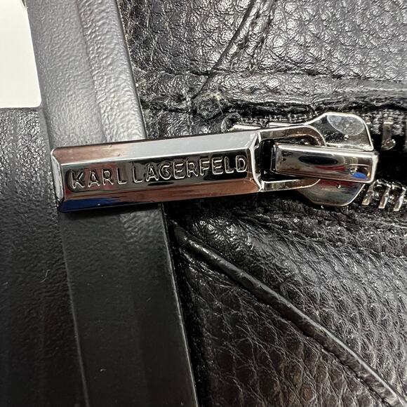 Karl Lagerfeld Boots Woman's 7.5M Black Payson Side Zip Jeweled Ankle Belt  NWOT - Picture 7 of 13